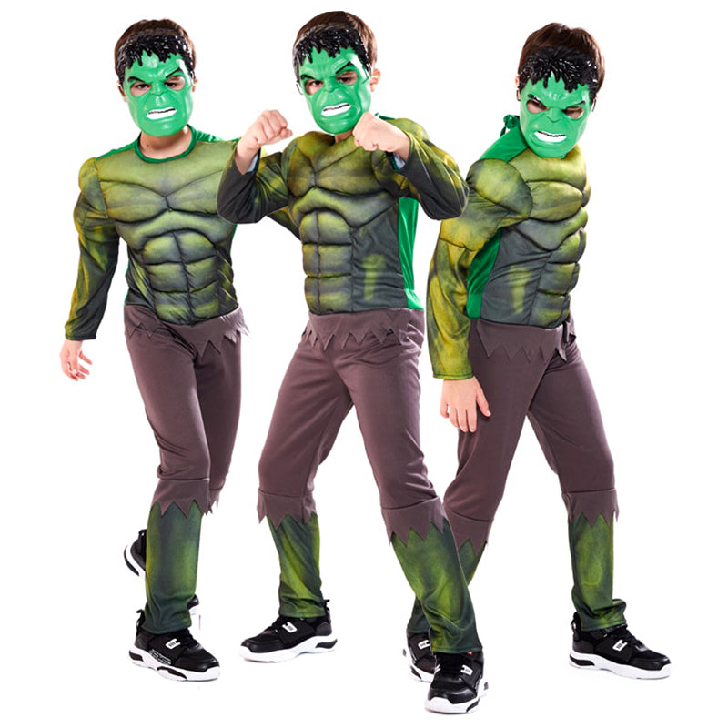 Fantasia Hulk Infantil 3D Muscle Cosplay