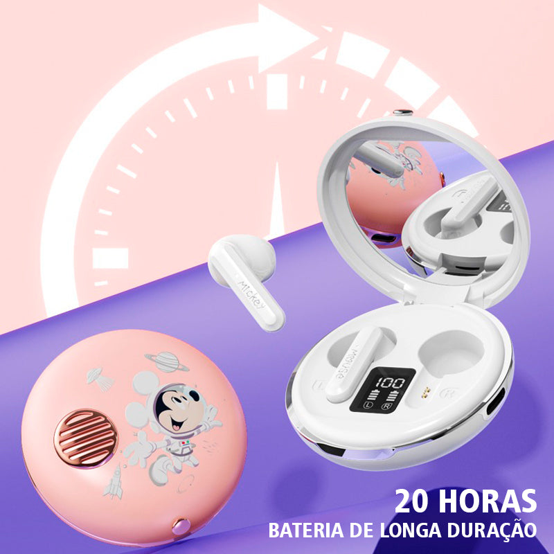 Fones de Ouvido Mickey Space Make Up Mirror Bluetooth Disney