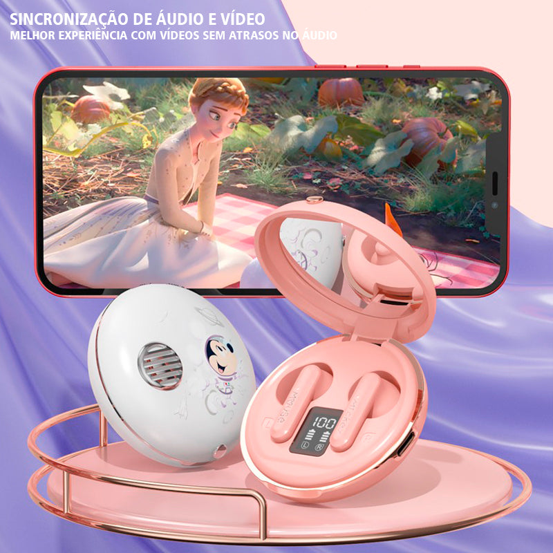 Fones de Ouvido Mickey Space Make Up Mirror Bluetooth Disney