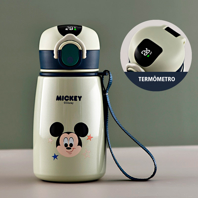 Garrafa Térmica Mickey Minnie 380ML Aço Inox c/ Termômetro Disney