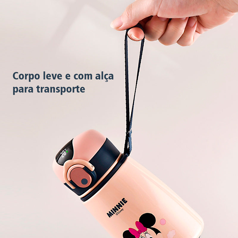 Garrafa Térmica Mickey Minnie 380ML Aço Inox c/ Termômetro Disney