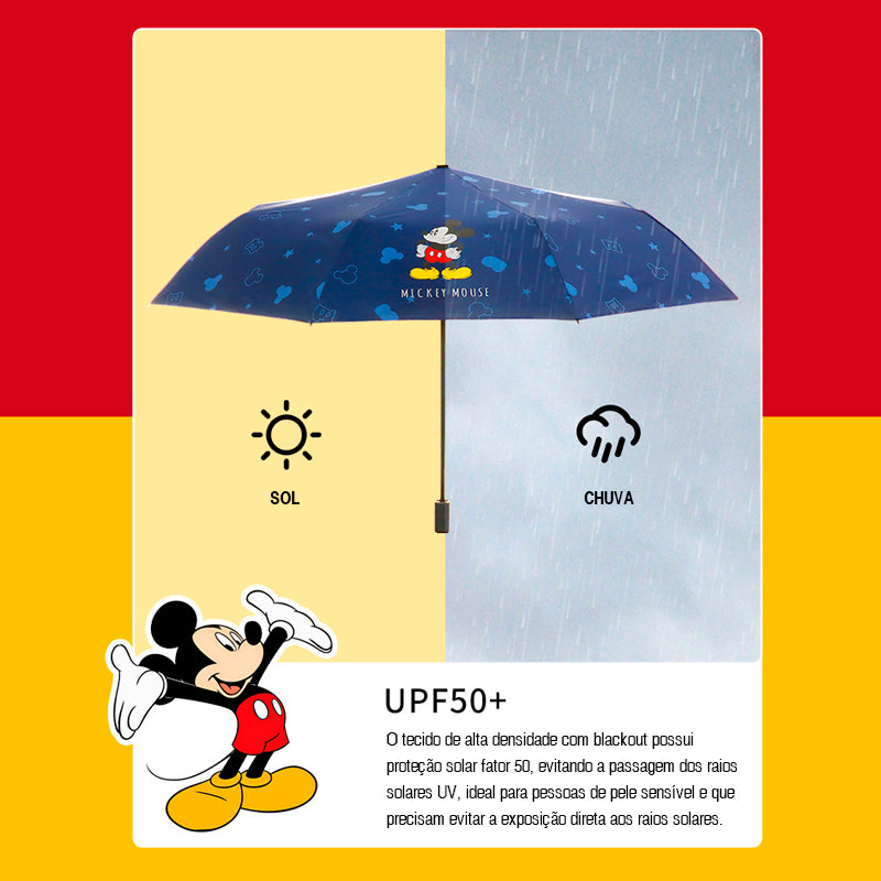 Guarda-Chuva Sombrinha Mickey Azul com Proteção Solar UPF50+ Adulto Original Disney