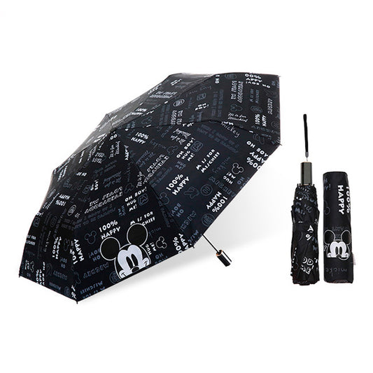 Guarda-Chuva Sombrinha Mickey Preto com Proteção Solar UPF50+ Adulto Original Disney