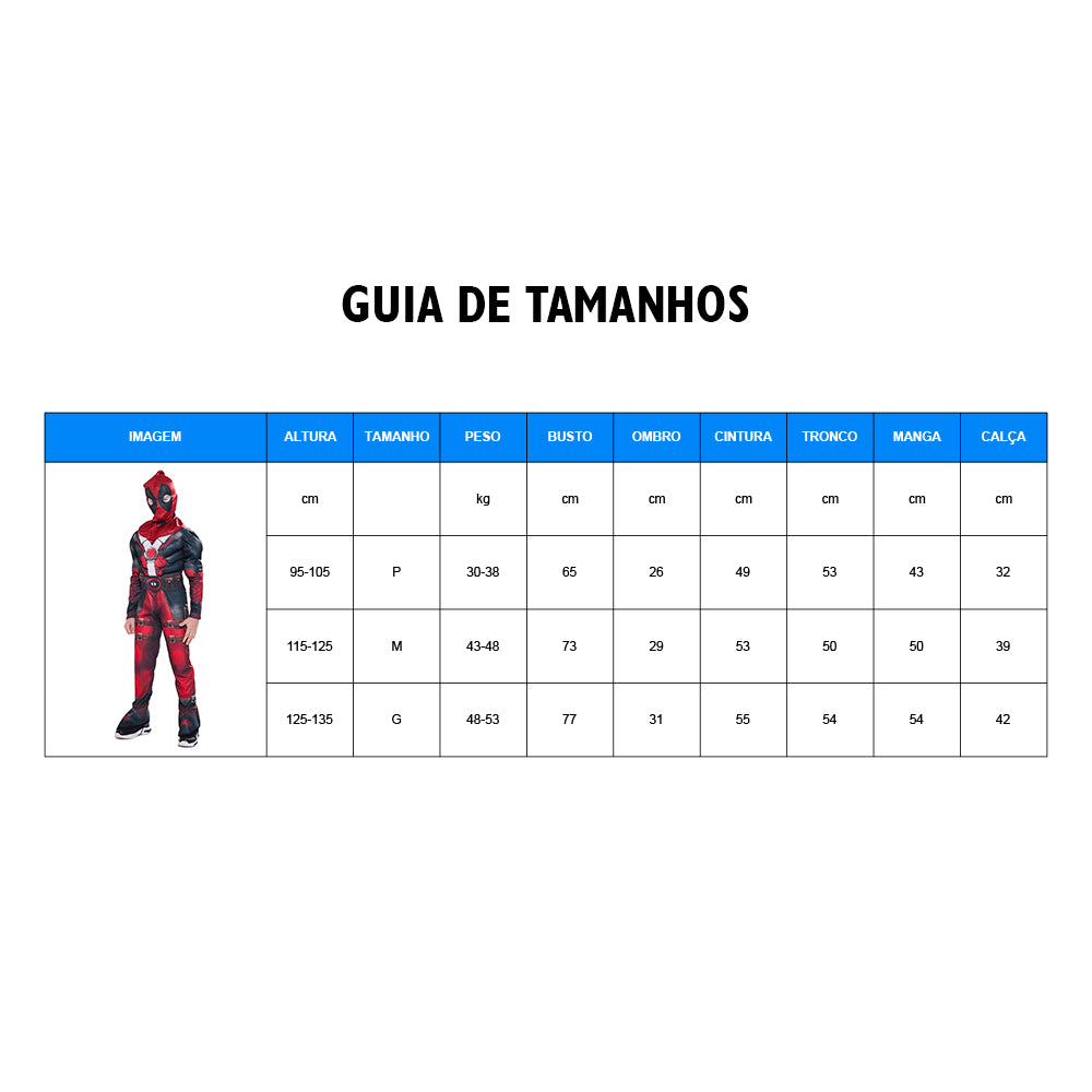 Fantasia Deadpool Infantil 3D Muscle Cosplay