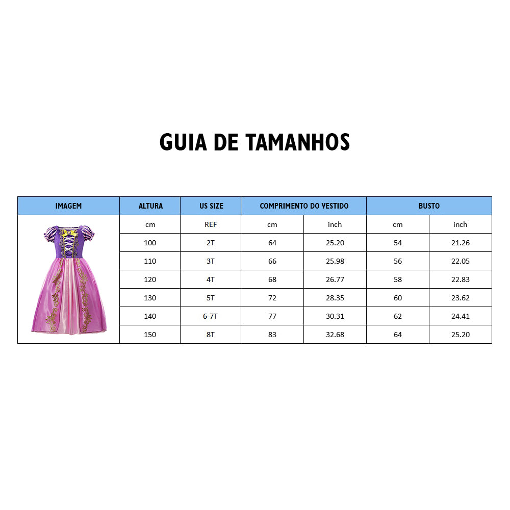 Fantasia Rapunzel Infantil Cosplay Standard 01