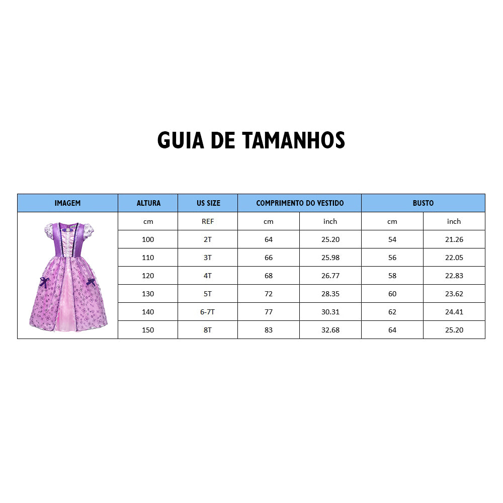 Fantasia Rapunzel Infantil Cosplay Standard 02