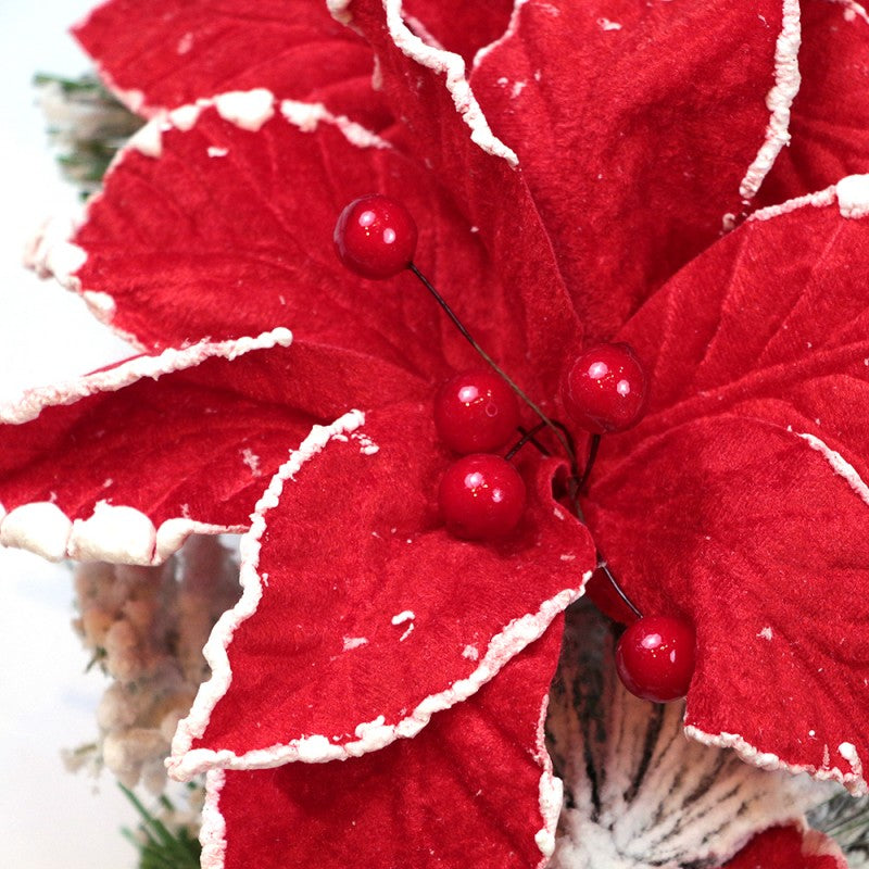 Corona de Navidad Mickey Mouse 55 cm Poinsetia con Peluche y Adornos Disney