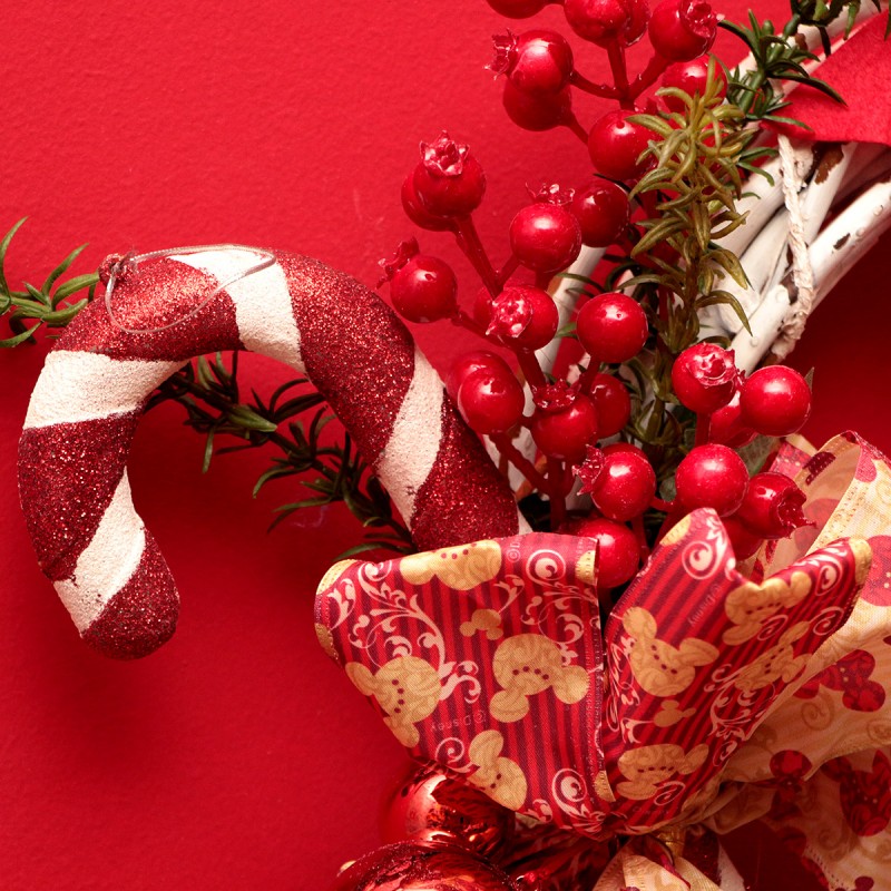 Guirlanda de Natal Mickey com Pelúcia Rústica com Ramos Disney