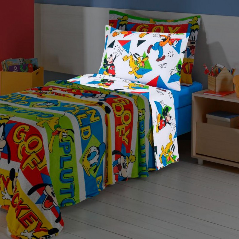 Jogo de Cama Solteiro Mickey Amigos Disney - 3 PCS