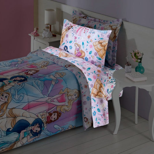 Jogo de Cama Solteiro Princesas Disney - 3 PCS