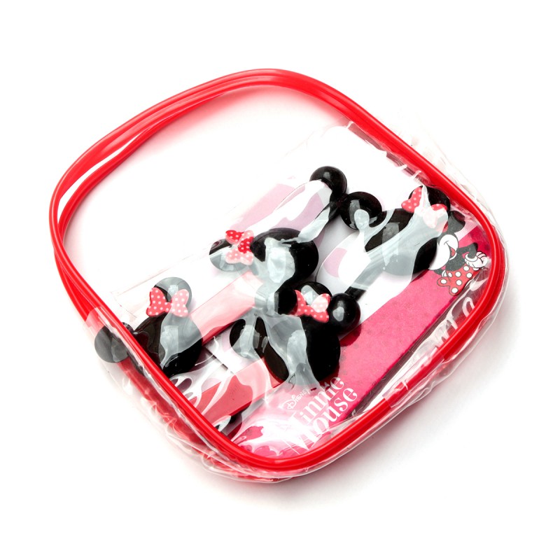 Kit Elástico de Cabelo Infantil e Presilha Minnie Head Disney
