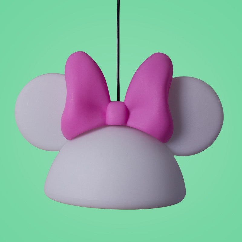 Luminária Pendente Teto Minnie Mouse Aberto Branco/Rosa