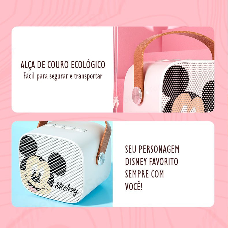 Microfone Karaokê e Mini Speaker Mickey Minnie Disney