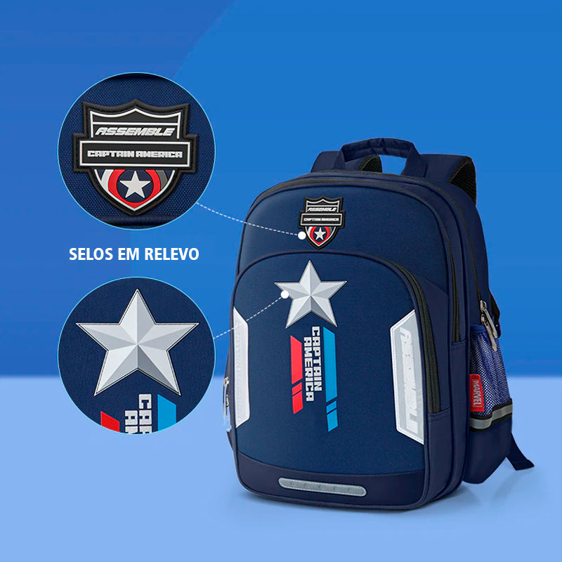 Mochila Escolar Infantil Ergonômica Costas Avengers Super Heros Marvel