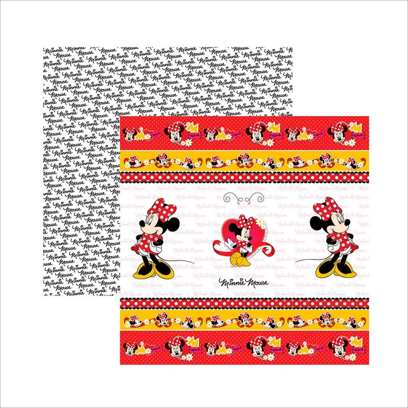 Papel Scrapbook Dupla Face Minnie Mouse 1 Fitas e Rótulos