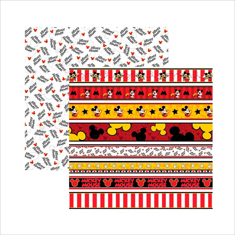 Papel Scrapbook Mickey Mouse Doble Cara 2 Tiras
