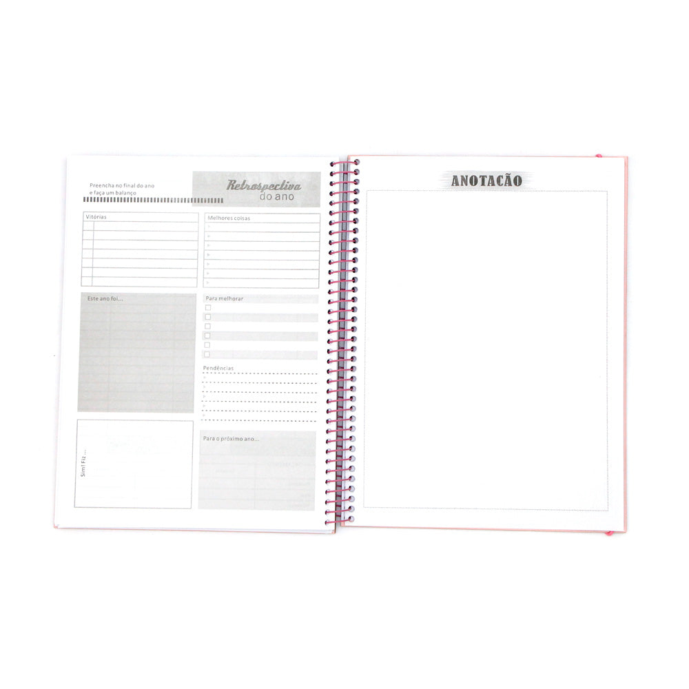 Caderno Planner Permanente Semanal 24x18 cm - Agenda Caderno Organização Escolar