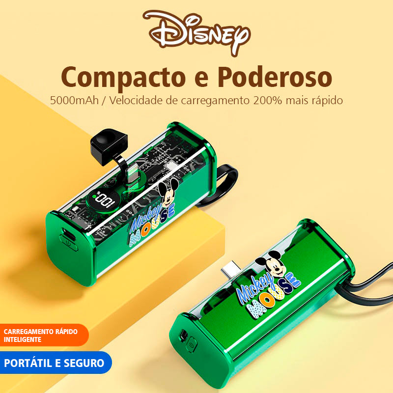 Power Bank Carregador Portátil 5000mah Mickey e Amigos Transparente Disney