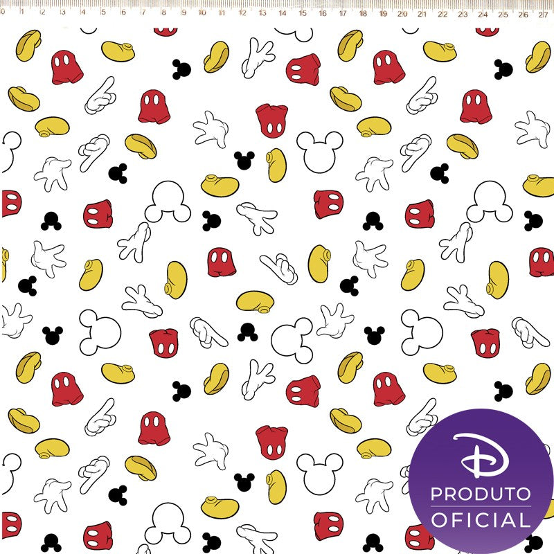 Tecido Tricoline Mickey Icons