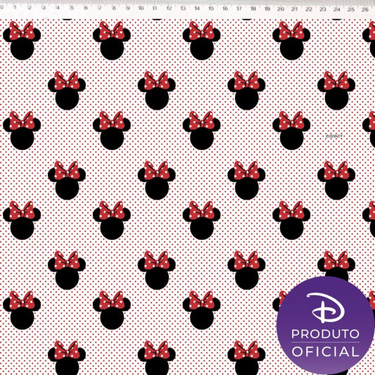 Tecido Tricoline Minnie Laço e Poás