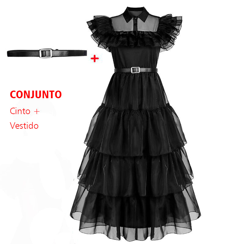 Costume Ball Gown Wandinha Addams Children Cosplay