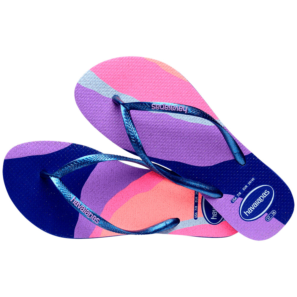 Chinelo Havaianas Feminina Slim Pallete Glow Azul Naval