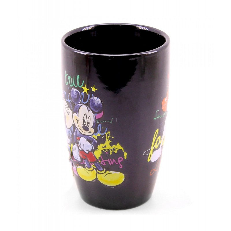Taza Larga Negra Mickey y Minnie Valentine