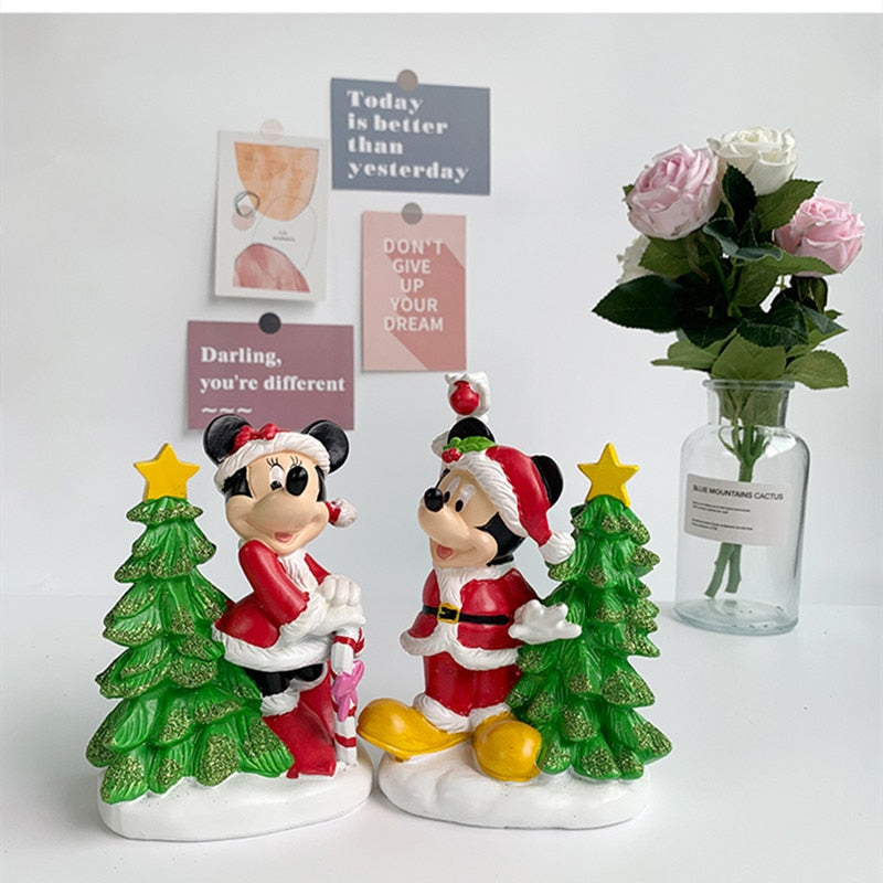 Figuras de acción de Mickey y Minnie, adornos navideños de Disney, 2 uds.