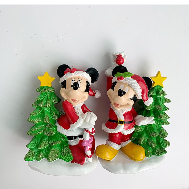 Figuras de acción de Mickey y Minnie, adornos navideños de Disney, 2 uds.