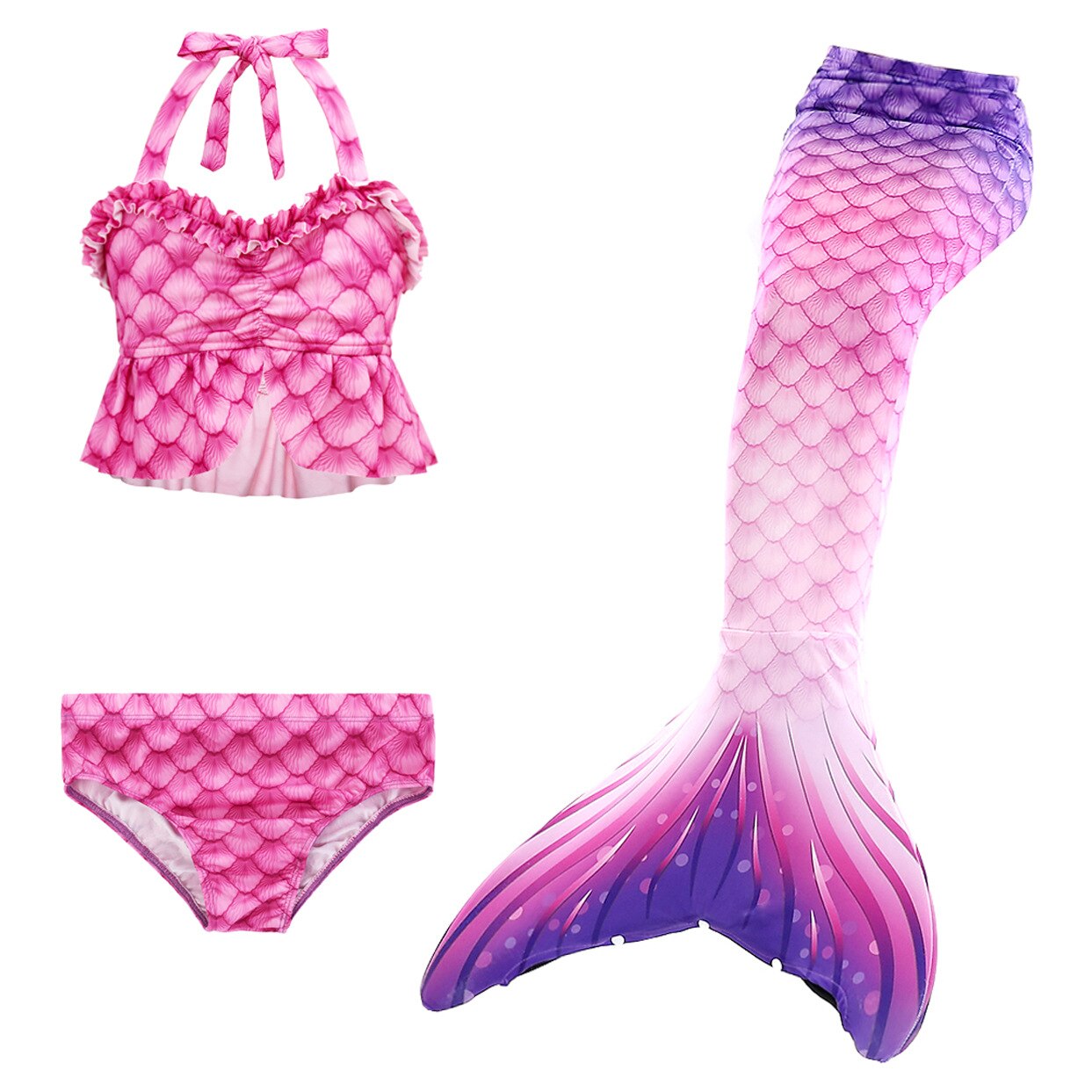 Bikini Children's Swimwear Purple Mermaid with Cosplay Tail