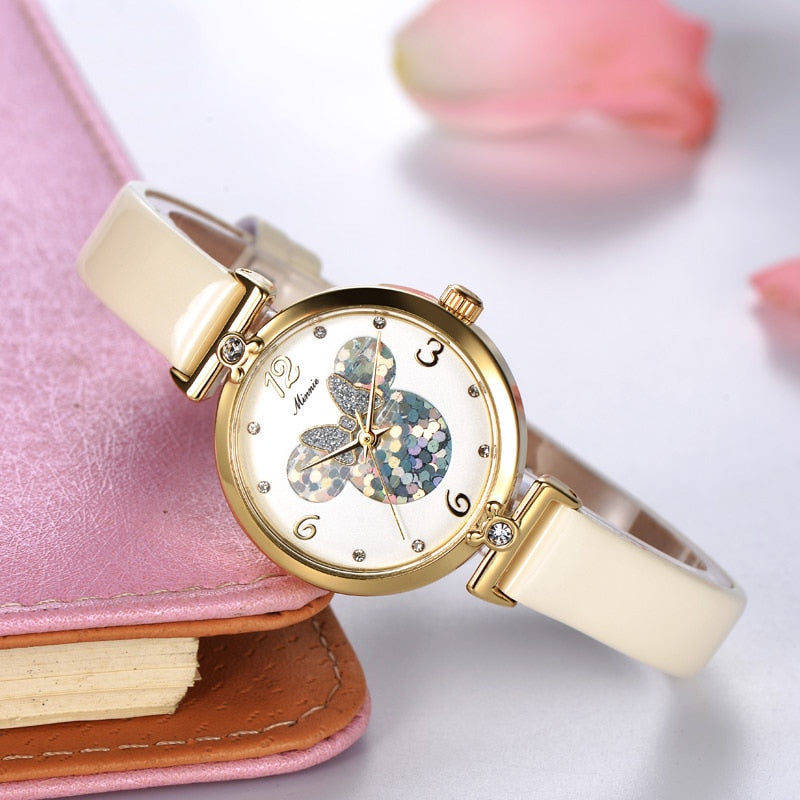 Reloj de pulsera de Minnie de cristal de lujo de Disney