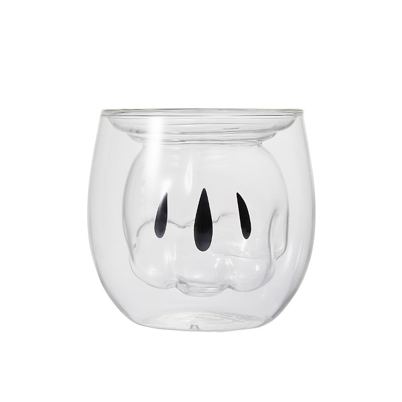Glass Cup Mickey Glove and Pants Double Layer Glass