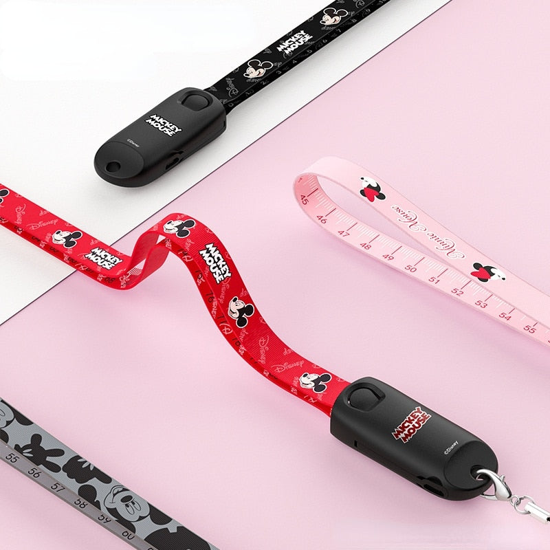 Lanyard, Cable de Datos y Carga Rápida USB 3 en 1 Mickey y Minnie Disney