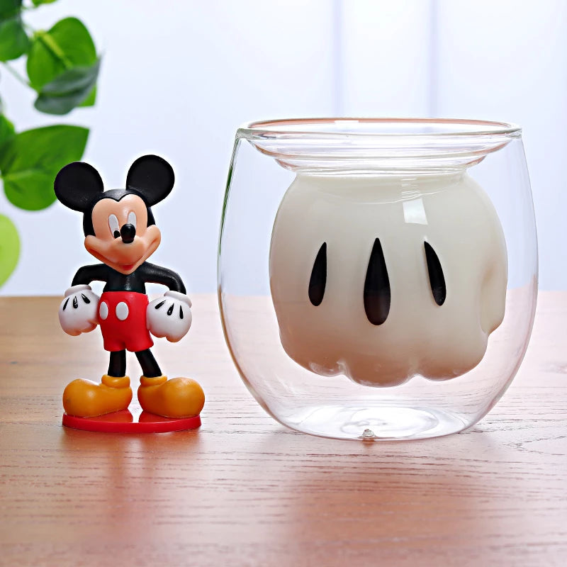 Glass Cup Mickey Glove and Pants Double Layer Glass