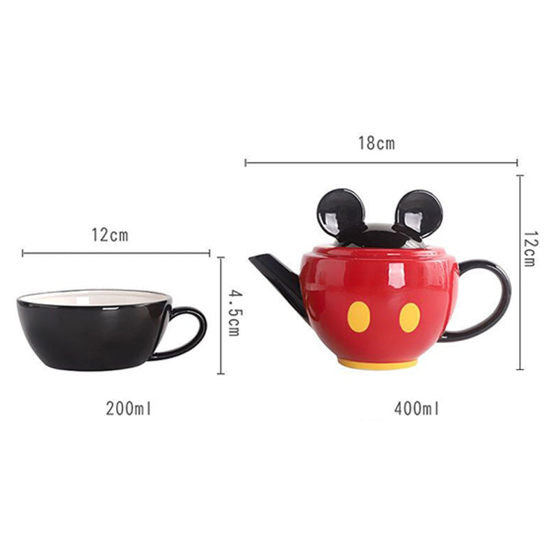 Tetera y taza de té Mickey de cerámica de Disney
