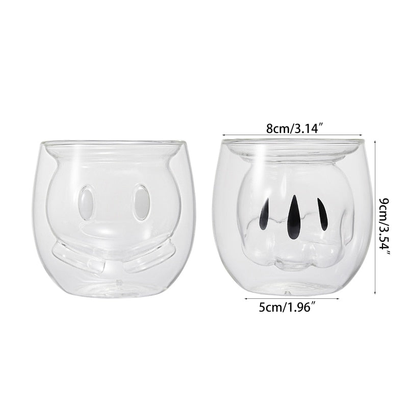 Vaso de vidrio Guante y pantalón de Mickey Vidrio de doble capa