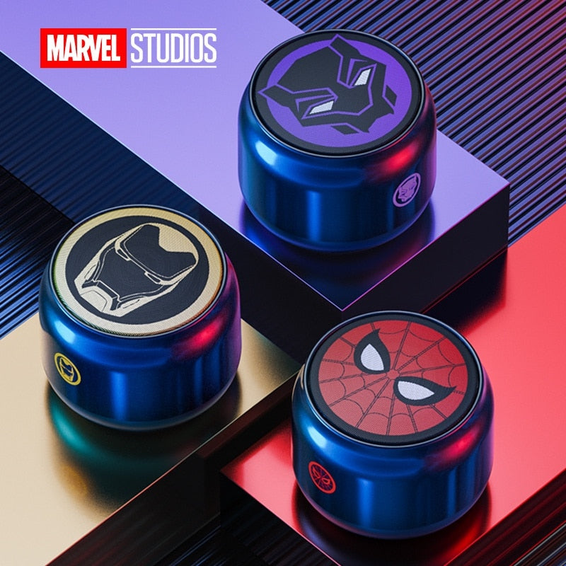 Mini Speaker Bluetooth Homem Aranha, Pantera Negra e Homem de Ferro Marvel