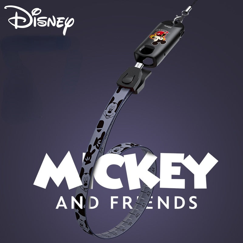 Lanyard, Cable de Datos y Carga Rápida USB 3 en 1 Mickey y Minnie Disney