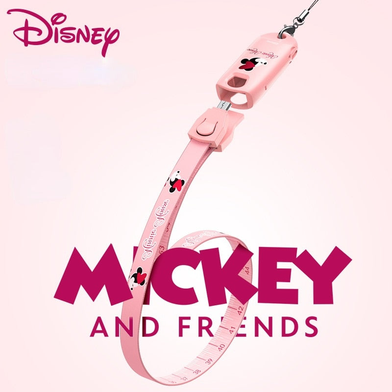 Lanyard, Cable de Datos y Carga Rápida USB 3 en 1 Mickey y Minnie Disney