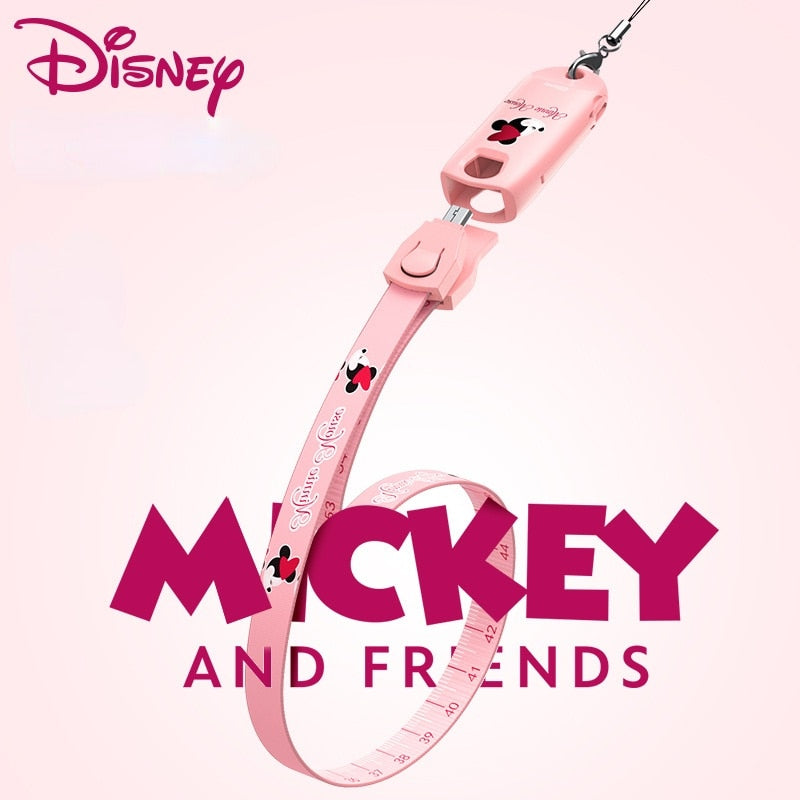 Lanyard, Data Cable and USB Fast Charging 3 in 1 Mickey and Minnie Disney