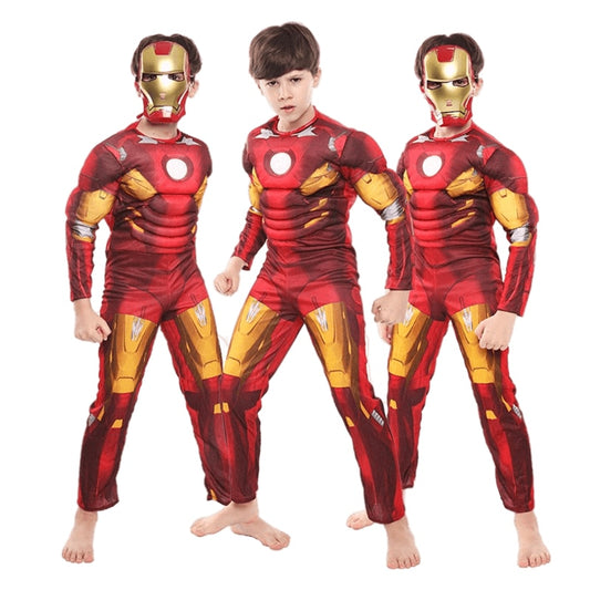Fantasia Homem de Ferro Infantil 3D Muscle Cosplay