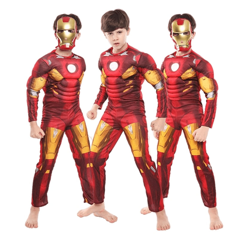 Children's Iron Man 3D Muscle Cosplay Costume