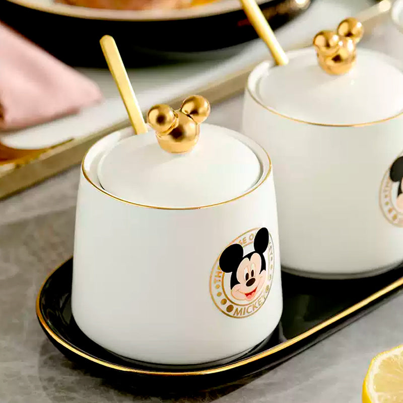 Kit 3 Potes Açucareiro, Saleiro e Especiarias Mickey Noble Kitchen Disney