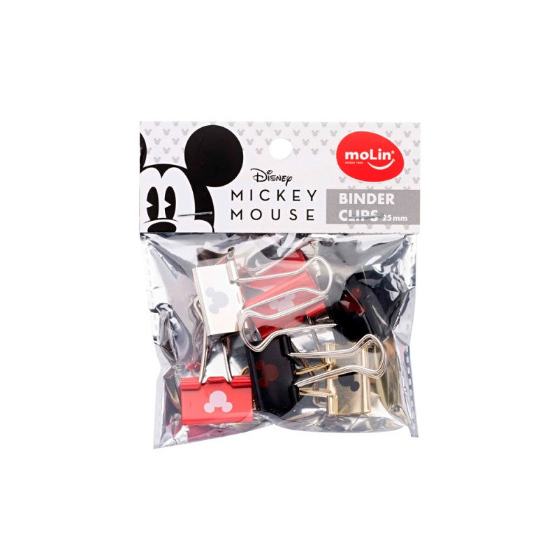 Binder Clip Metálico 25mm Mickey Mouse Disney - 6 unidades