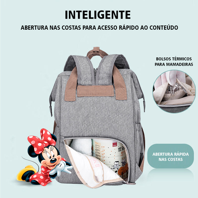 Bolsa Mochila Maternidade Mickey, Minnie, Pooh Disney