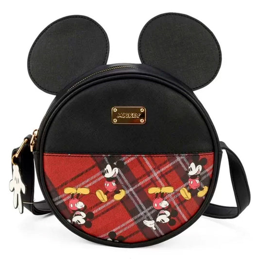 Bolsa Mickey Tartan Transversal Feminina Vermelho