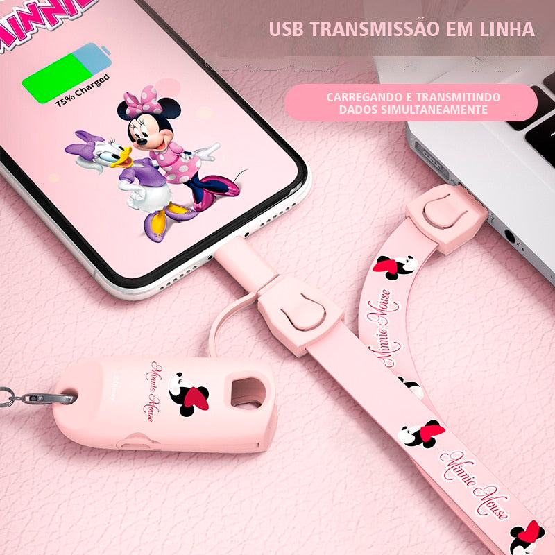 Lanyard, Data Cable and USB Fast Charging 3 in 1 Mickey and Minnie Disney