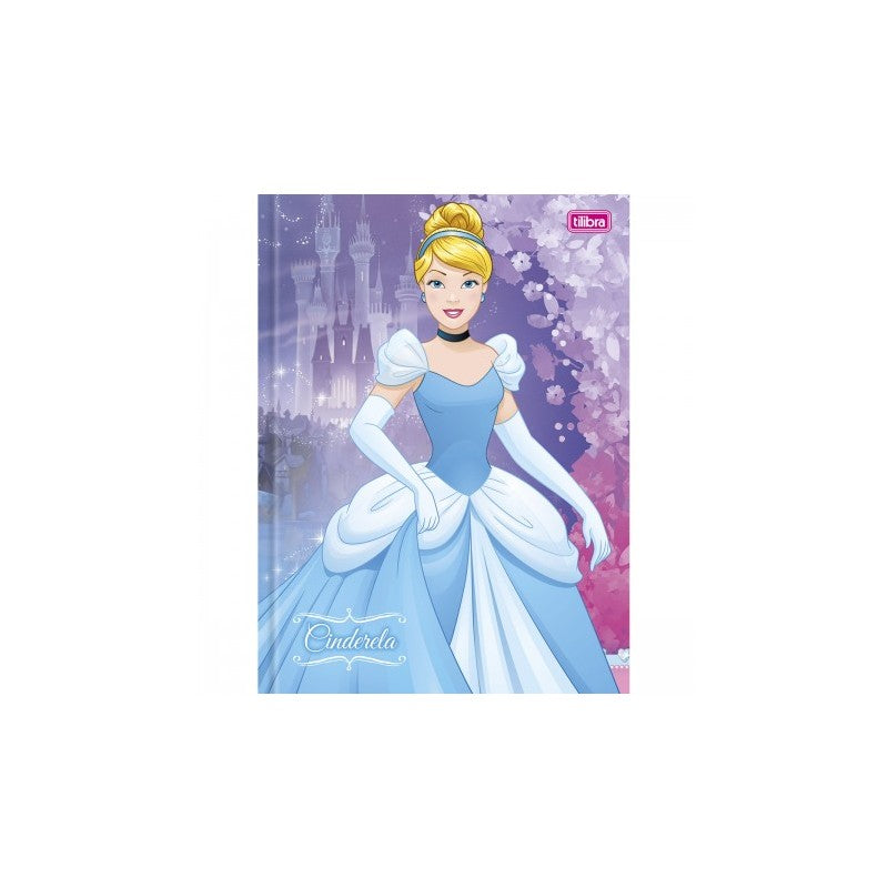 Caderno Brochura Capa Dura Top 1/4 Princesa Cinderela 20 x 14 cm - 96 Folhas