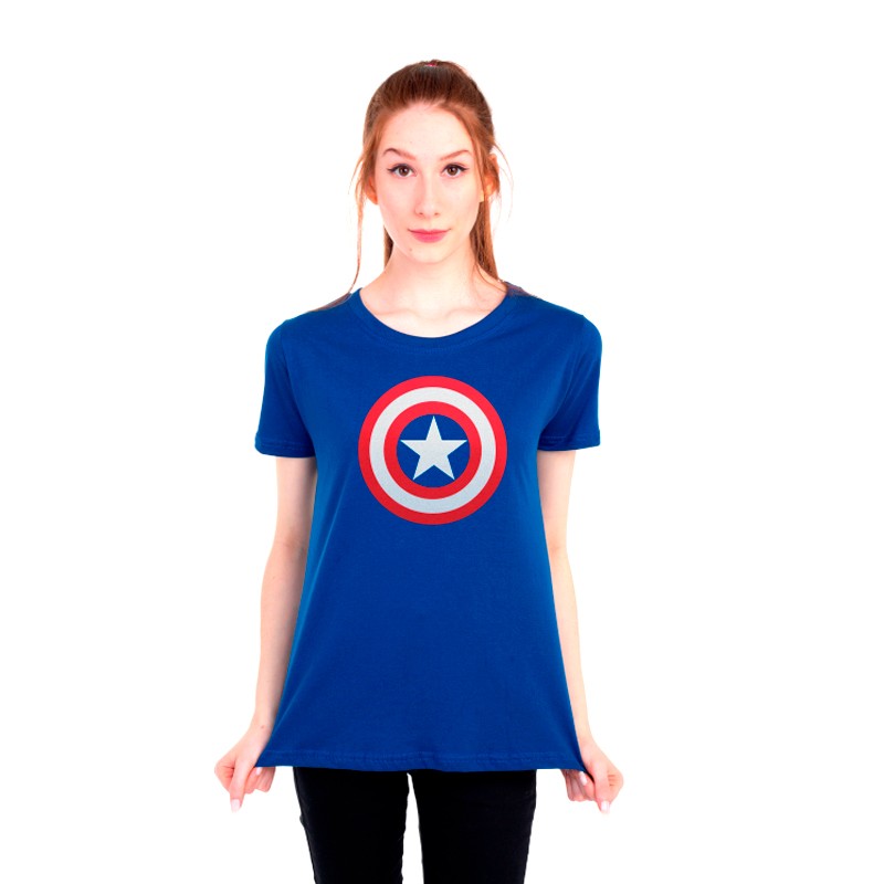 Baby Look Capitán América Escudo Camiseta Mujer
