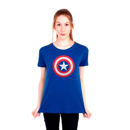 Baby Look Capitán América Escudo Camiseta Mujer